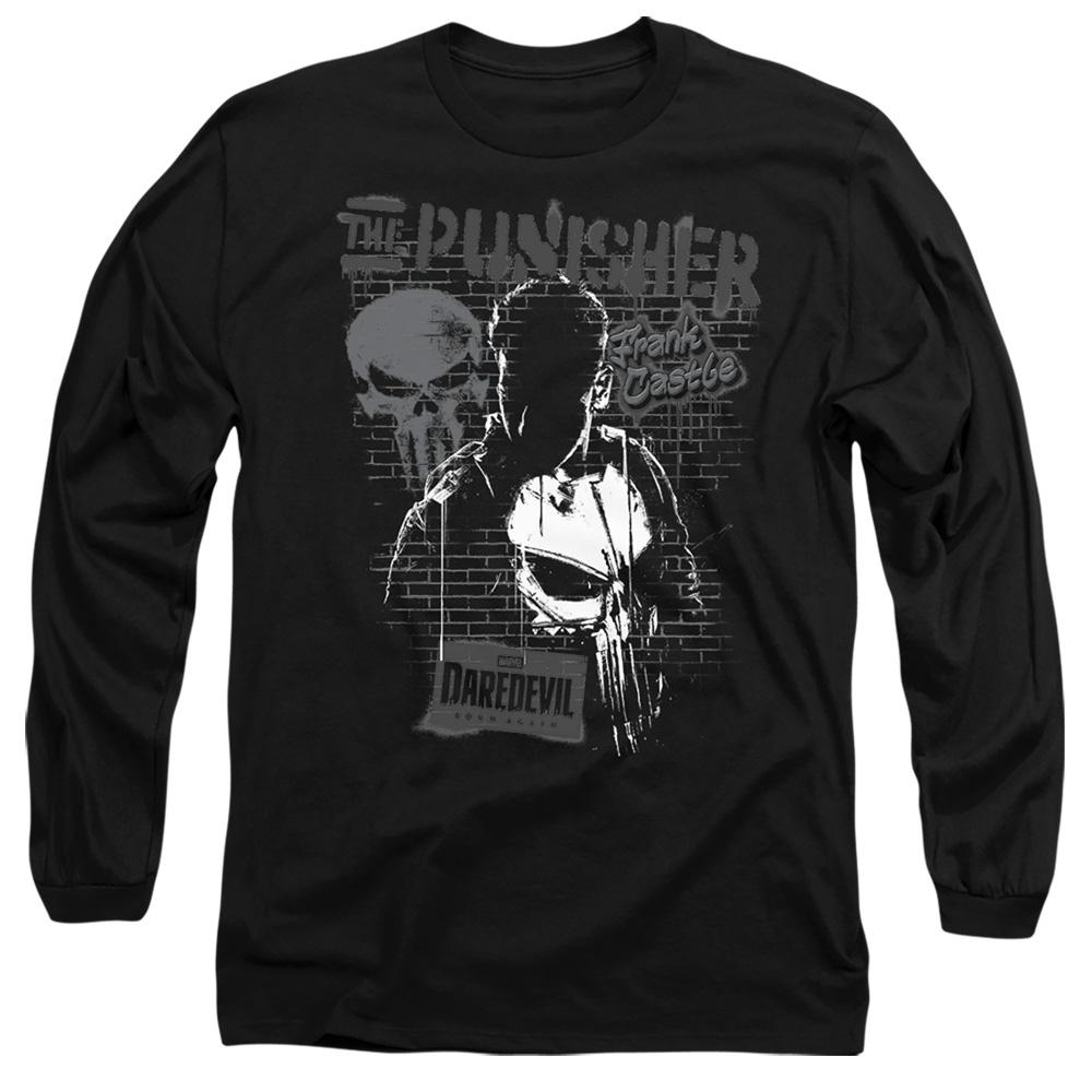 Black - Front - Daredevil Unisex Adult Born Again Punisher Graffiti Long-Sleeved T-Shirt