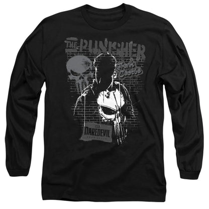 Black - Front - Daredevil Unisex Adult Born Again Punisher Graffiti Long-Sleeved T-Shirt