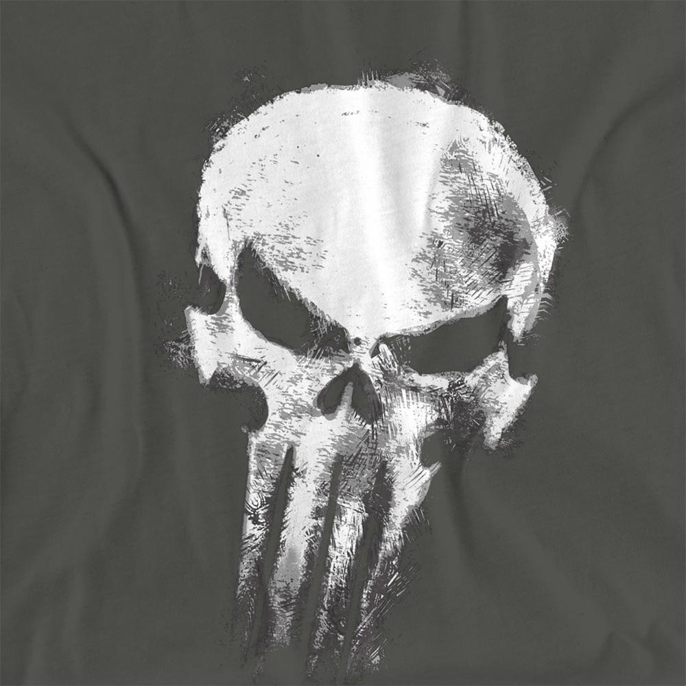 Light Graphite - Back - Daredevil Womens-Ladies Born Again Punisher Skull T-Shirt