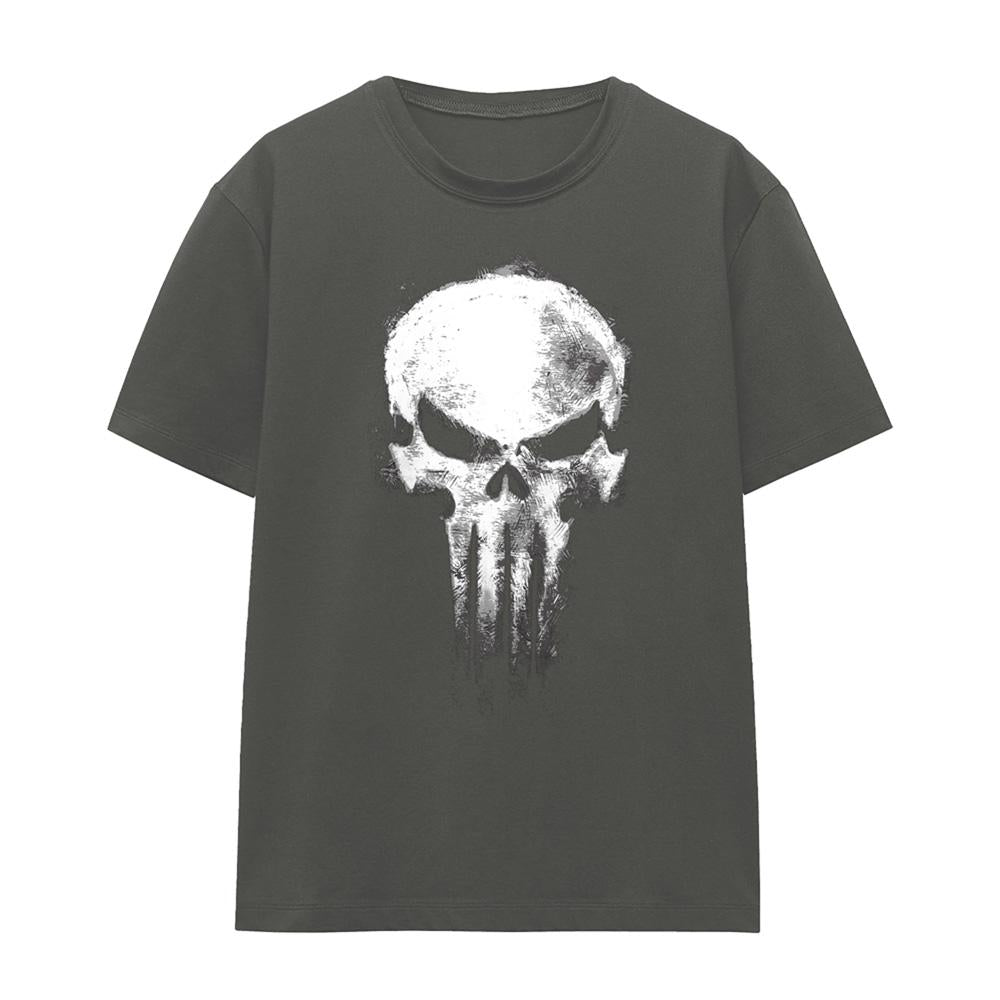 Light Graphite - Lifestyle - Daredevil Womens-Ladies Born Again Punisher Skull T-Shirt