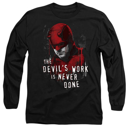 Black - Front - Daredevil Unisex Adult Born Again The Devil´s Work Is Never Done Long-Sleeved T-Shirt