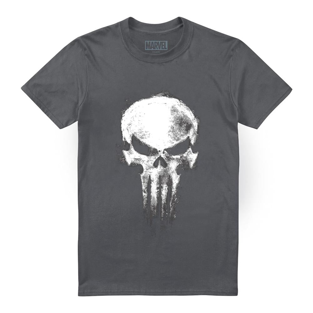 Light Graphite - Lifestyle - Daredevil Unisex Adult Born Again Punisher Skull T-Shirt