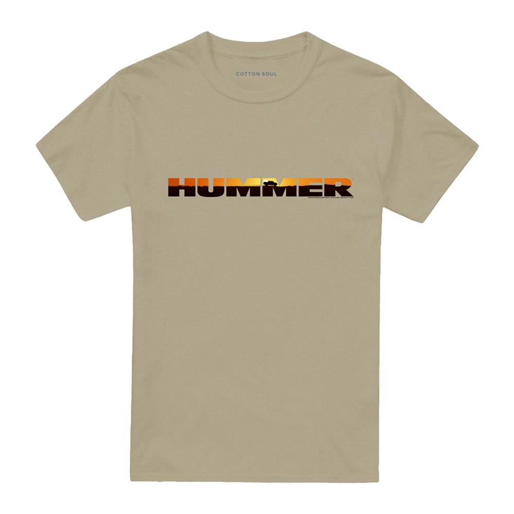 Safari Green - Front - Hummer Unisex Adult Sunset Logo T-Shirt