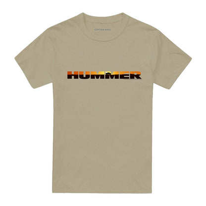 Safari Green - Front - Hummer Unisex Adult Sunset Logo T-Shirt