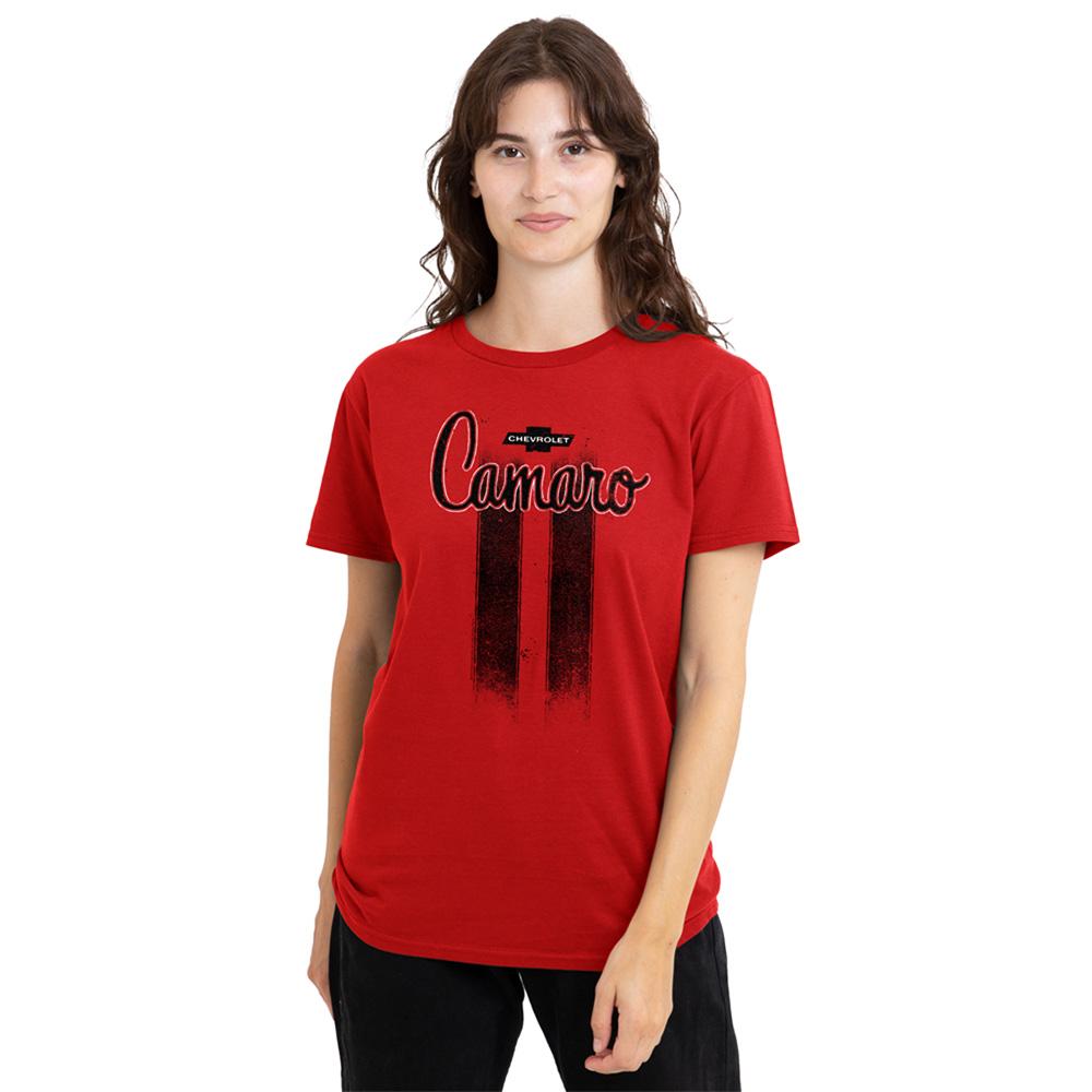 Red - Back - Chevrolet Womens-Ladies Camaro Stripes T-Shirt