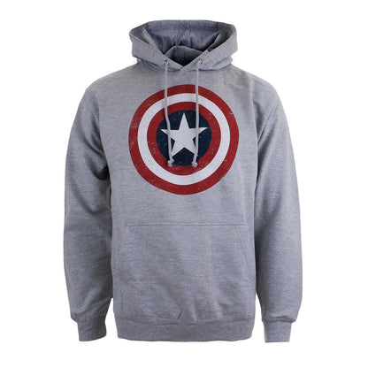 Heather Grey - Front - Captain America Mens Shield Hoodie