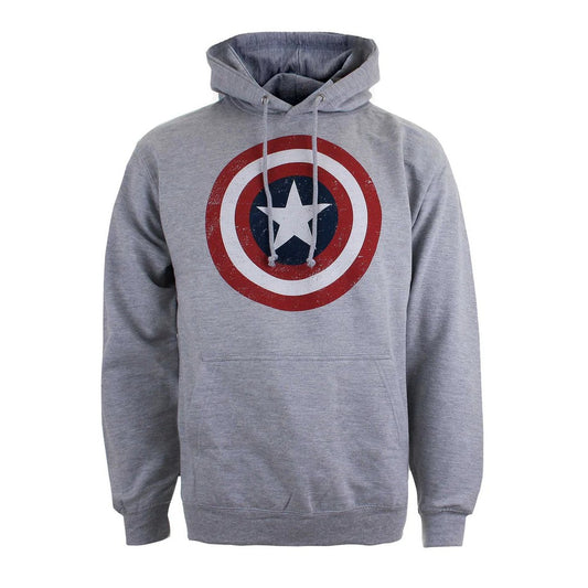 Heather Grey - Front - Captain America Mens Shield Hoodie