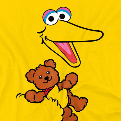 Yellow - Side - Sesame Street Unisex Adult Radar Big Bird Face T-Shirt