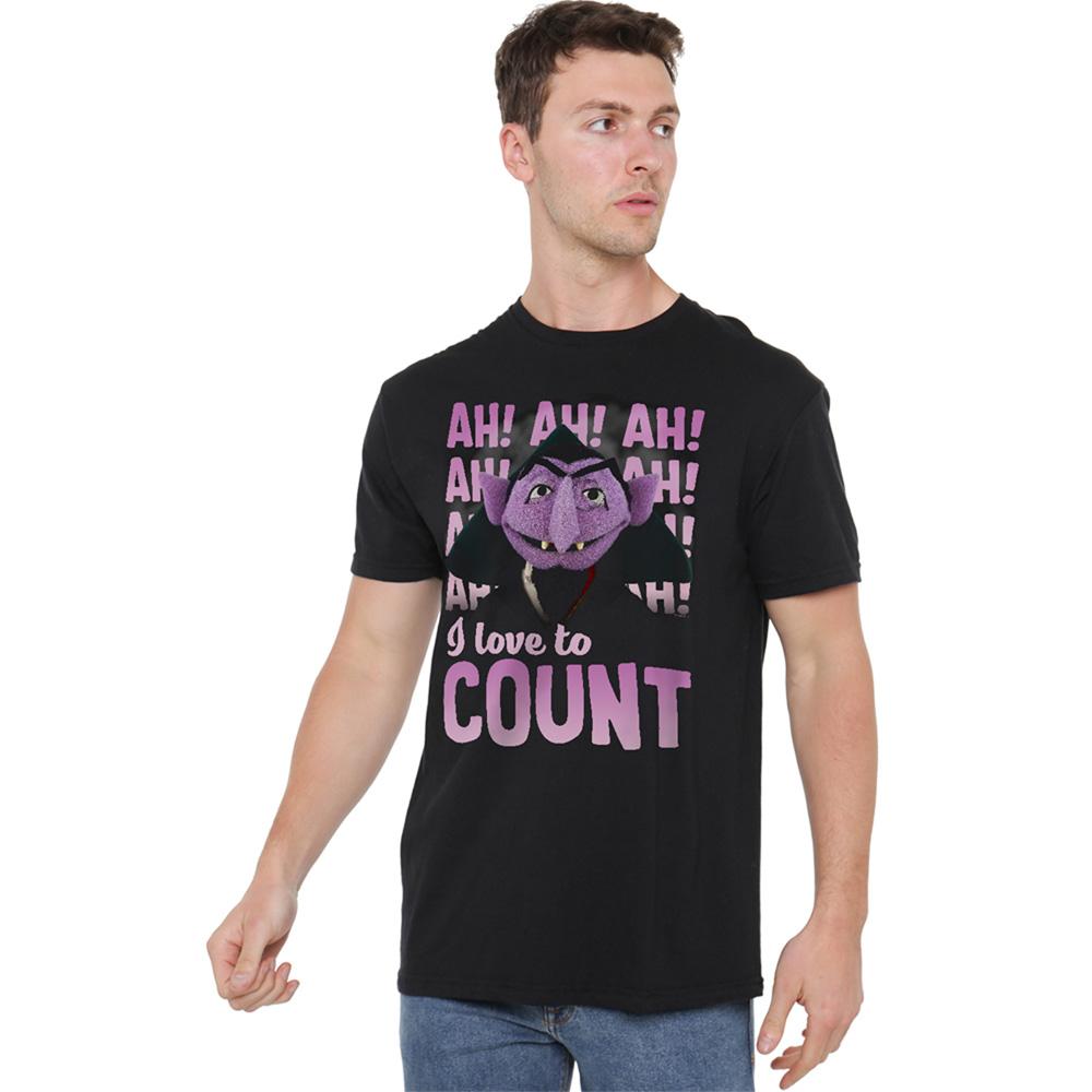 Black - Back - Sesame Street Unisex Adult The Count Ah! Ah! Ah! T-Shirt