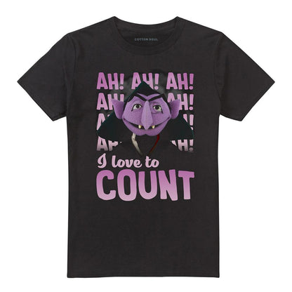 Black - Front - Sesame Street Unisex Adult The Count Ah! Ah! Ah! T-Shirt
