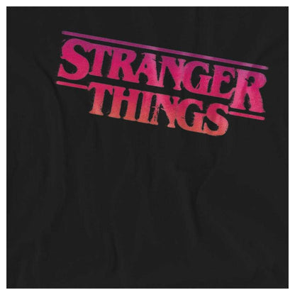 Black - Side - Stranger Things Womens-Ladies Sunset Logo T-Shirt