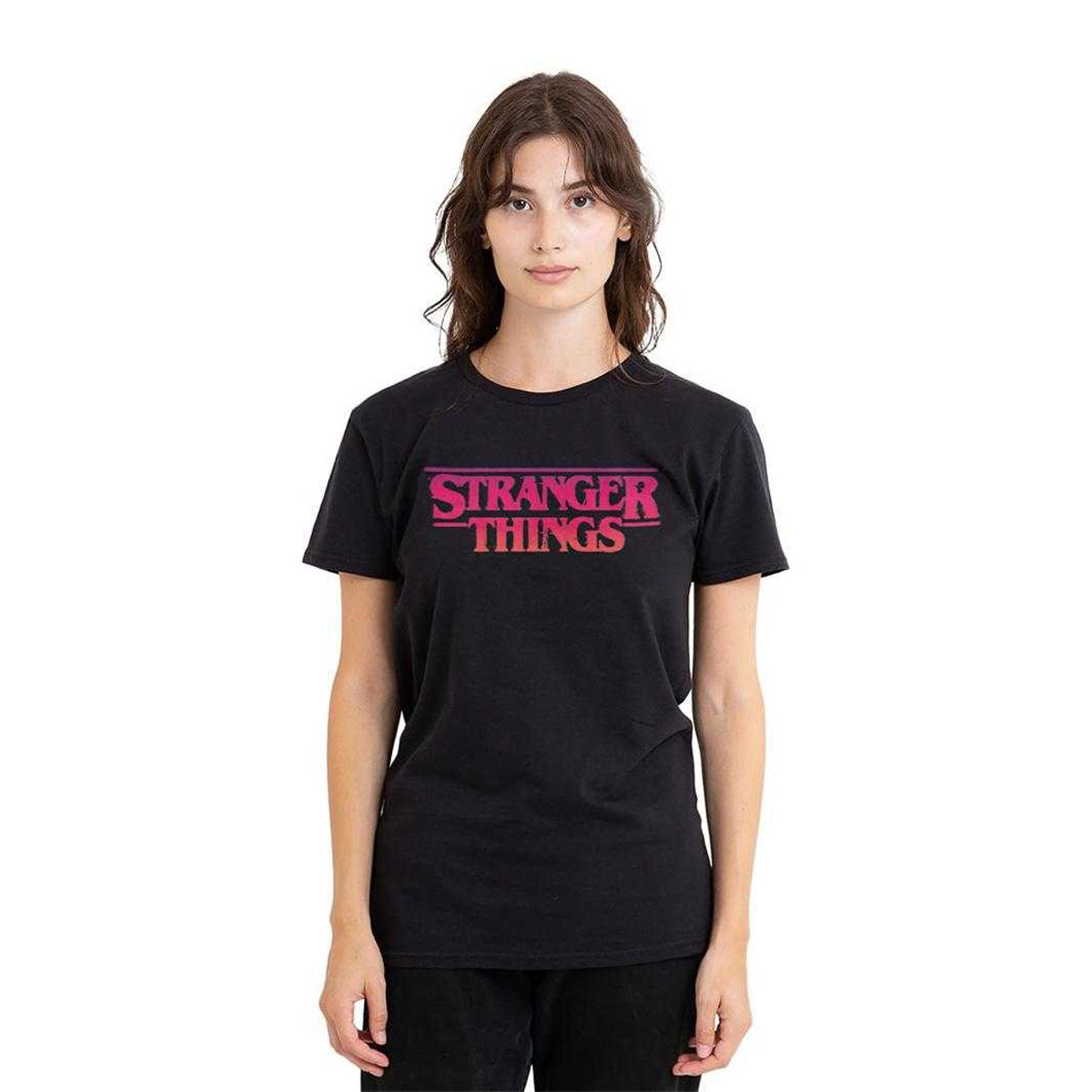 Black - Lifestyle - Stranger Things Womens-Ladies Sunset Logo T-Shirt