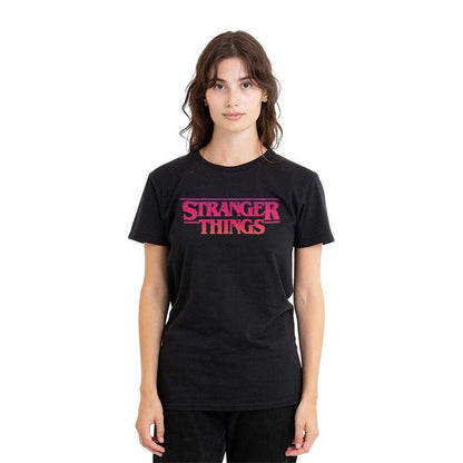 Black - Lifestyle - Stranger Things Womens-Ladies Sunset Logo T-Shirt