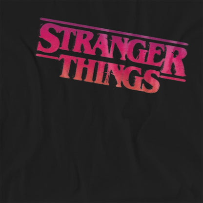 Athletic Heather - Side - Stranger Things Womens-Ladies Sunset Logo T-Shirt