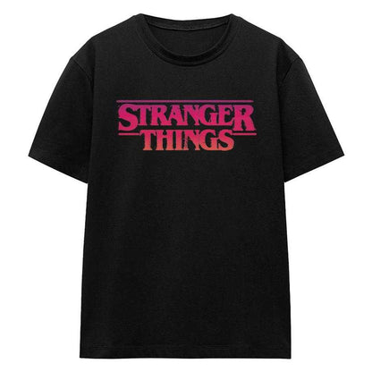 Black - Front - Stranger Things Womens-Ladies Sunset Logo T-Shirt
