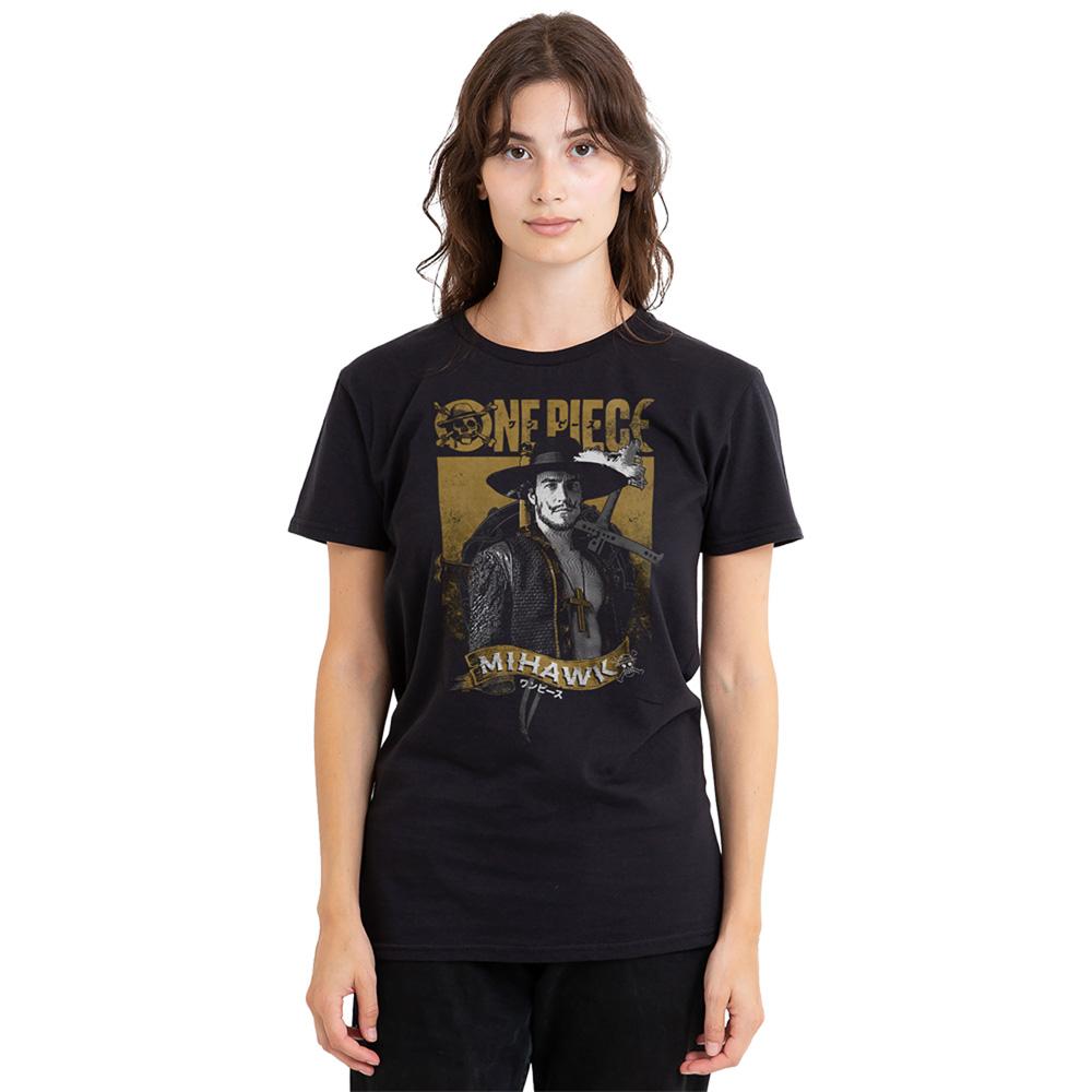 Black - Back - One Piece Womens-Ladies Mihawk Etched Portrait T-Shirt