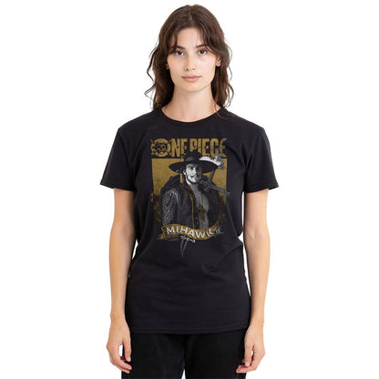 Black - Back - One Piece Womens-Ladies Mihawk Etched Portrait T-Shirt