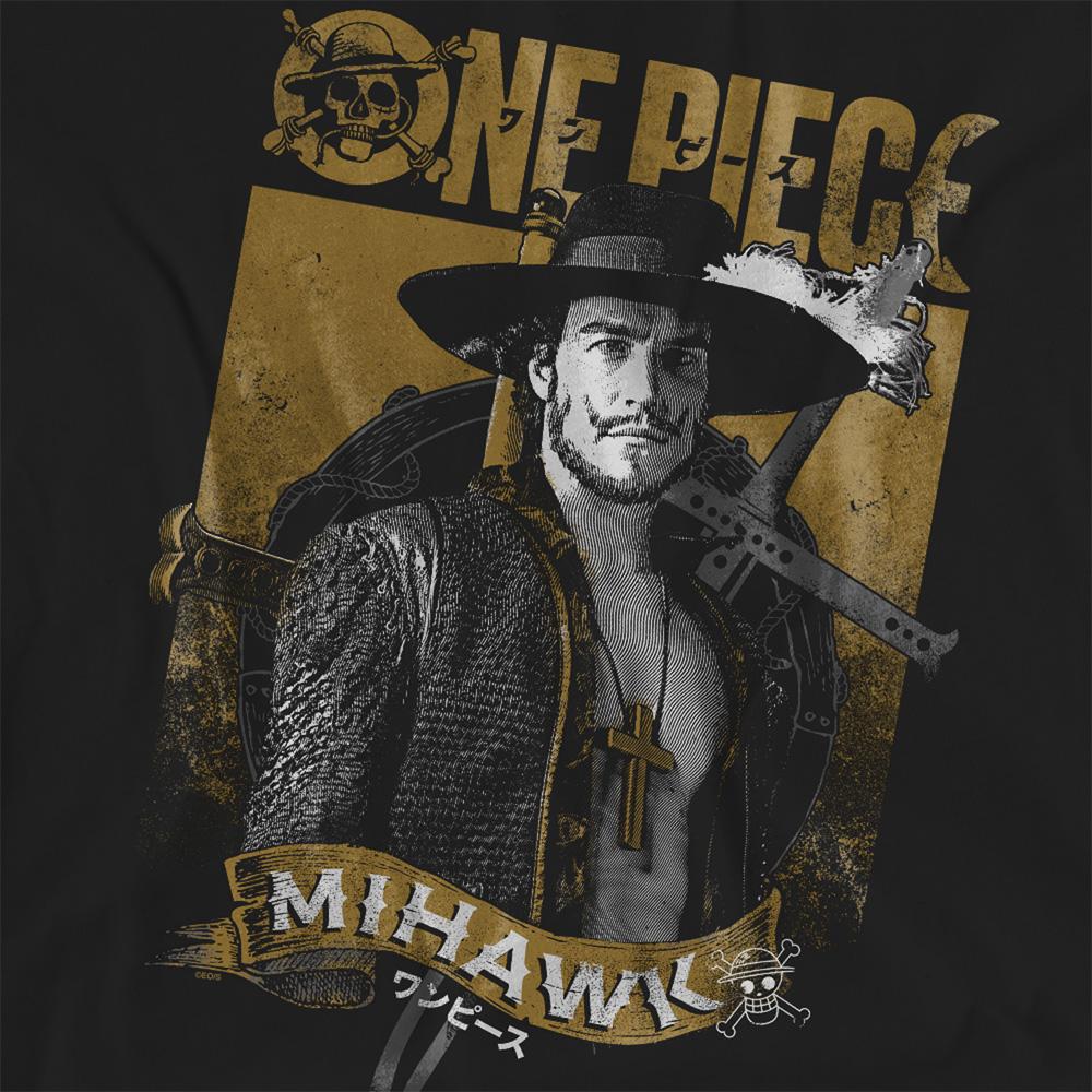 Black - Side - One Piece Womens-Ladies Mihawk Etched Portrait T-Shirt