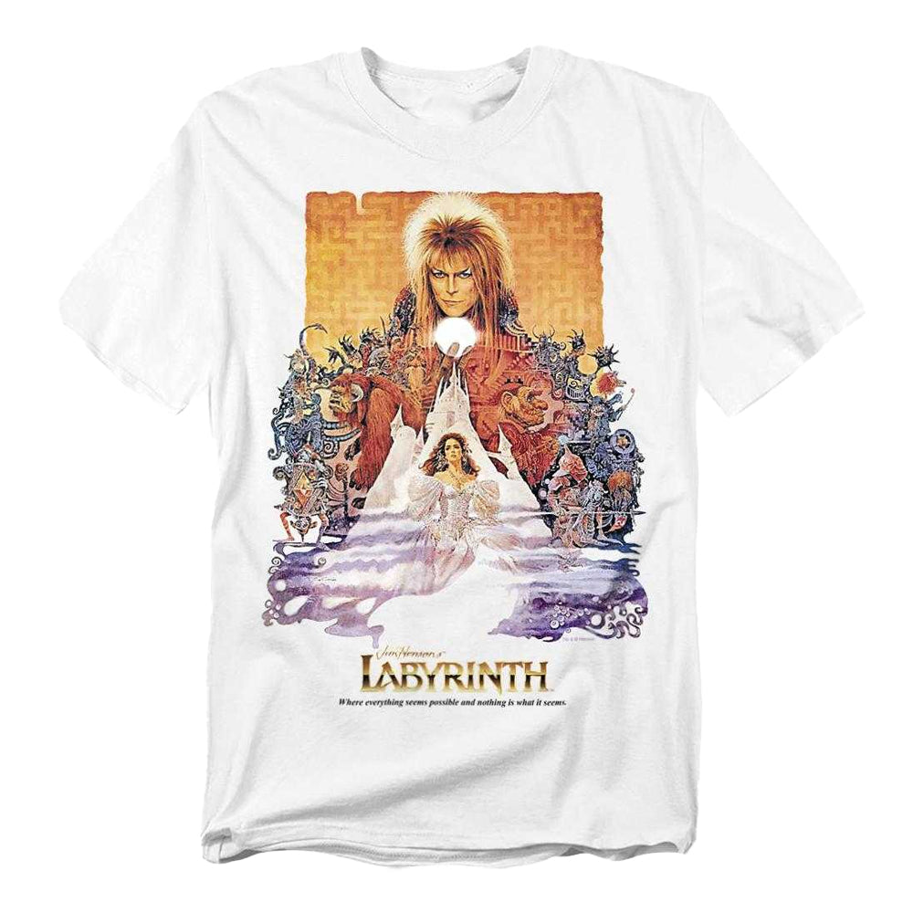 White - Front - Labyrinth Unisex Adult Movie Poster T-Shirt