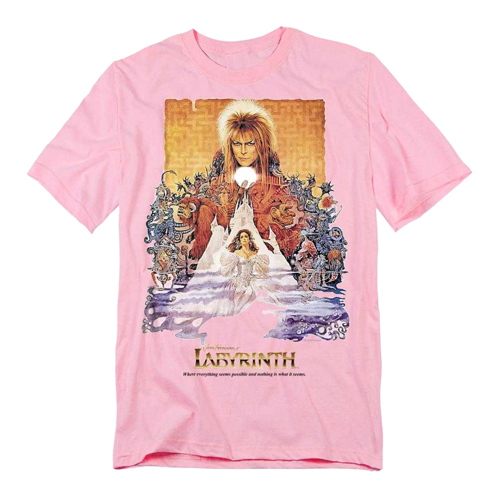 Pink - Front - Labyrinth Unisex Adult Movie Poster T-Shirt