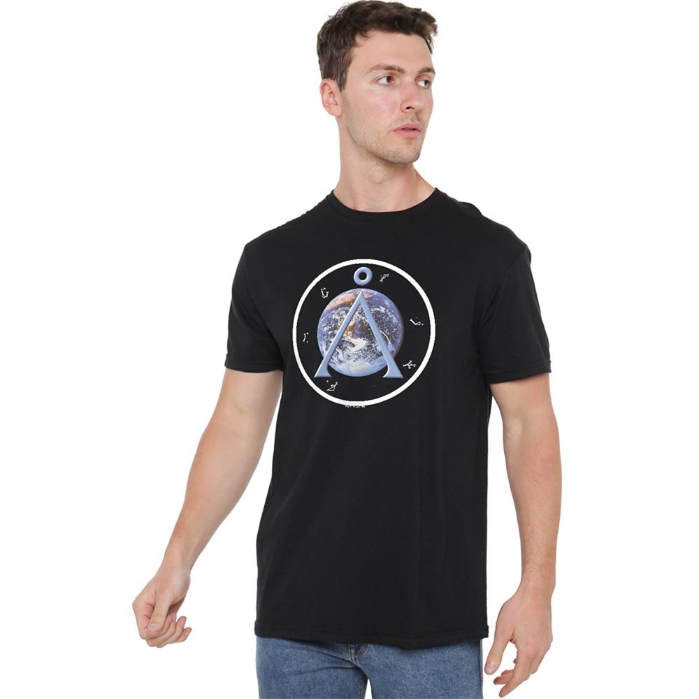 Black - Side - Stargate SG-1 Unisex Adult Earth Emblem T-Shirt