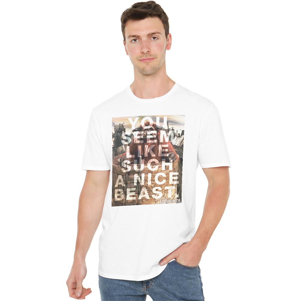 White - Back - Labyrinth Unisex Adult Nice Beast T-Shirt