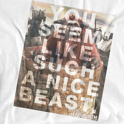 White - Side - Labyrinth Unisex Adult Nice Beast T-Shirt