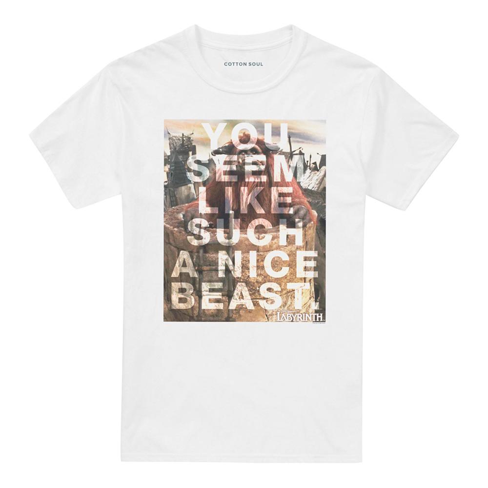 White - Front - Labyrinth Unisex Adult Nice Beast T-Shirt