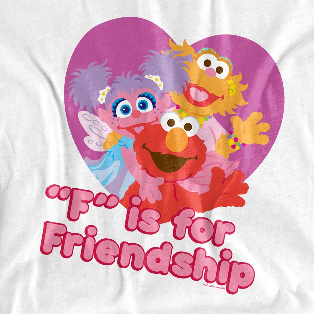 White - Side - Sesame Street Unisex Adult F Is For Friendship T-Shirt