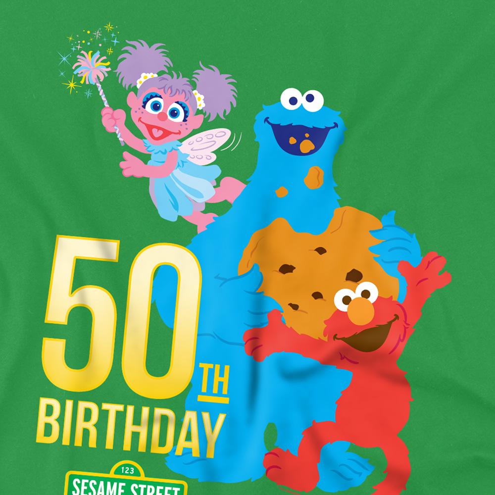 Kelly Green - Side - Sesame Street Unisex Adult 50th Birthday T-Shirt