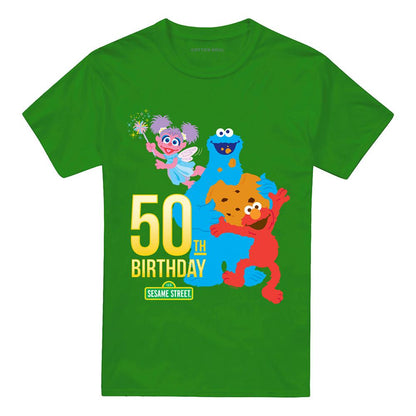 Kelly Green - Front - Sesame Street Unisex Adult 50th Birthday T-Shirt
