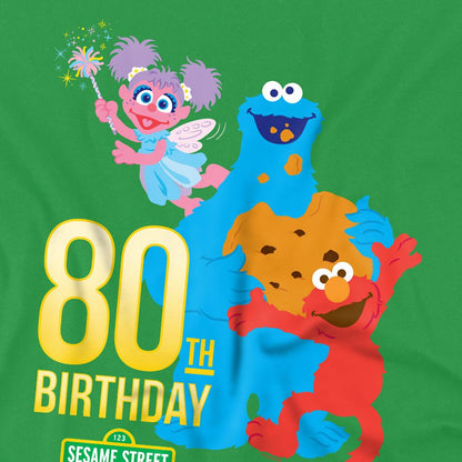Kelly Green - Side - Sesame Street Unisex Adult Birthday 80th T-Shirt