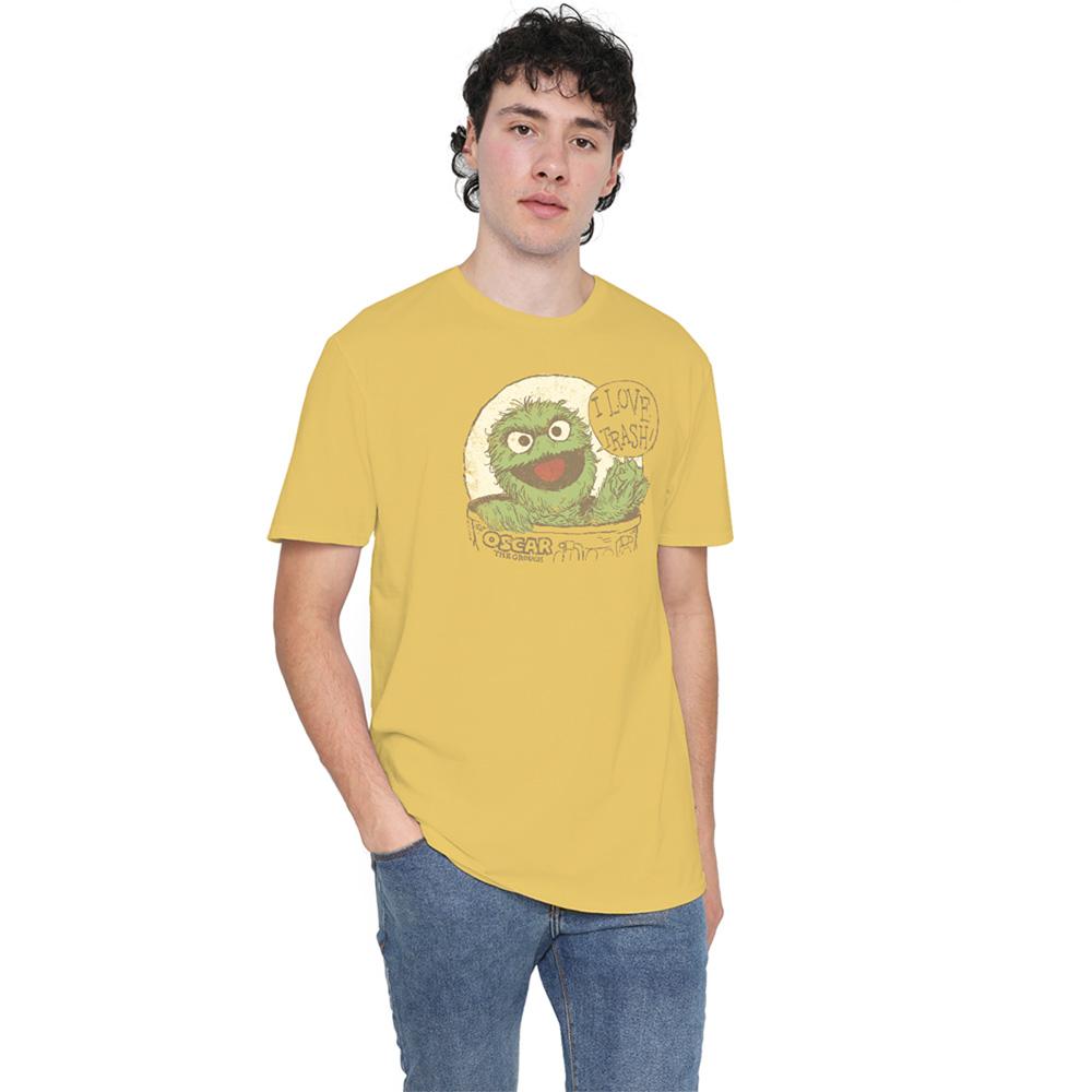 Banana Yellow - Back - Sesame Street Unisex Adult I Love Trash T-Shirt