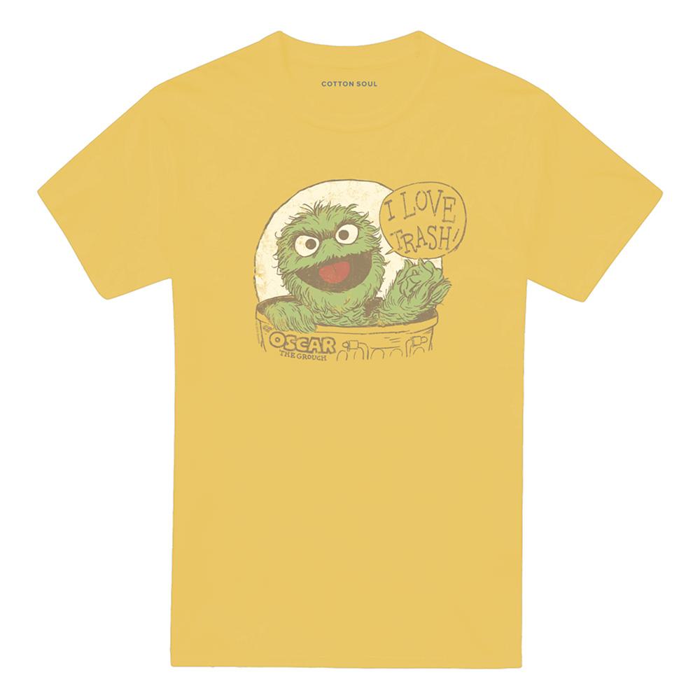 Banana Yellow - Front - Sesame Street Unisex Adult I Love Trash T-Shirt
