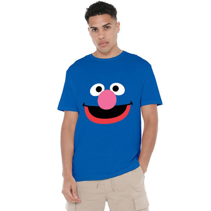 Royal Blue - Back - Sesame Street Unisex Adult Grover Face T-Shirt