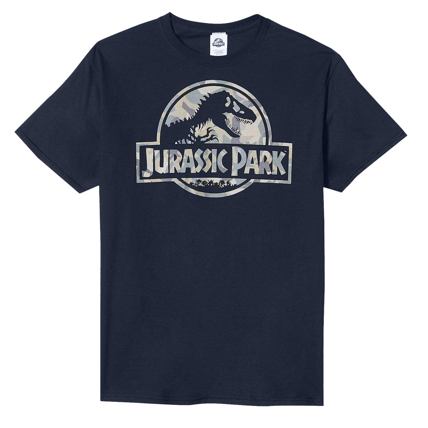 Navy - Front - Jurassic Park Mens Camo Logo T-Shirt