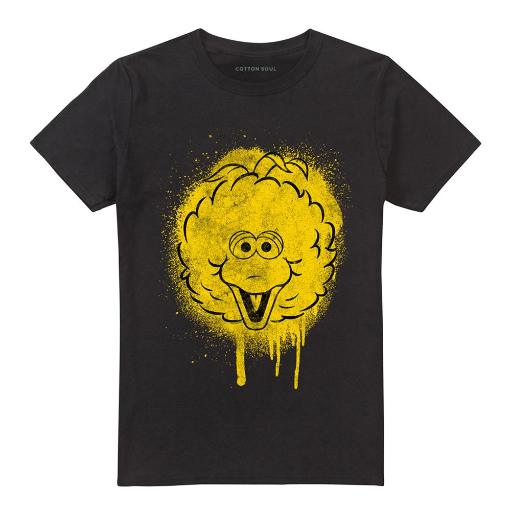 Black - Front - Sesame Street Unisex Adult Big Bird Spray T-Shirt