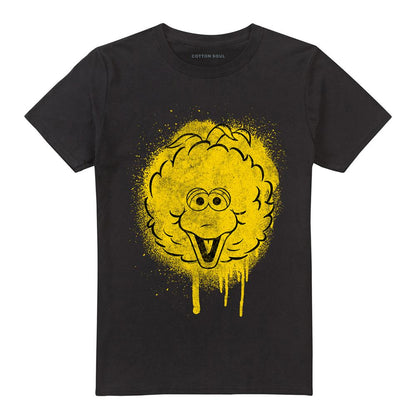Black - Front - Sesame Street Unisex Adult Big Bird Spray T-Shirt