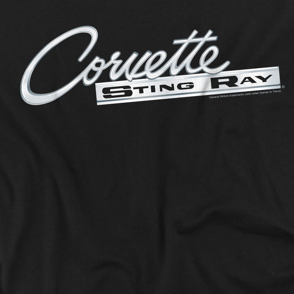 Black - Pack Shot - Chevrolet Unisex Adult Chrome Stingray Logo T-Shirt