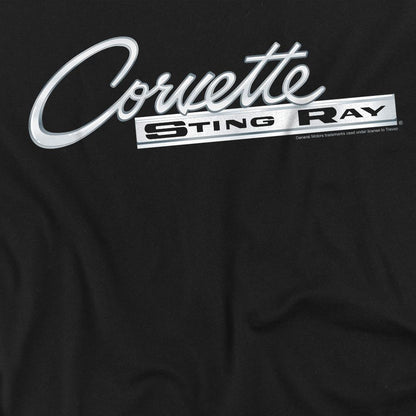 Black - Pack Shot - Chevrolet Unisex Adult Chrome Stingray Logo T-Shirt