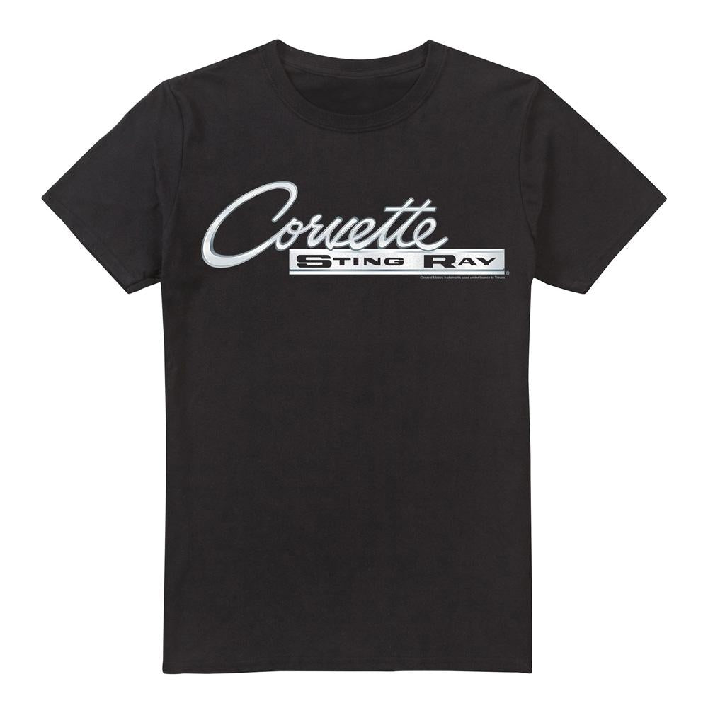 Black - Front - Chevrolet Unisex Adult Chrome Stingray Logo T-Shirt