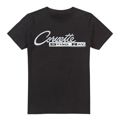 Black - Front - Chevrolet Unisex Adult Chrome Stingray Logo T-Shirt