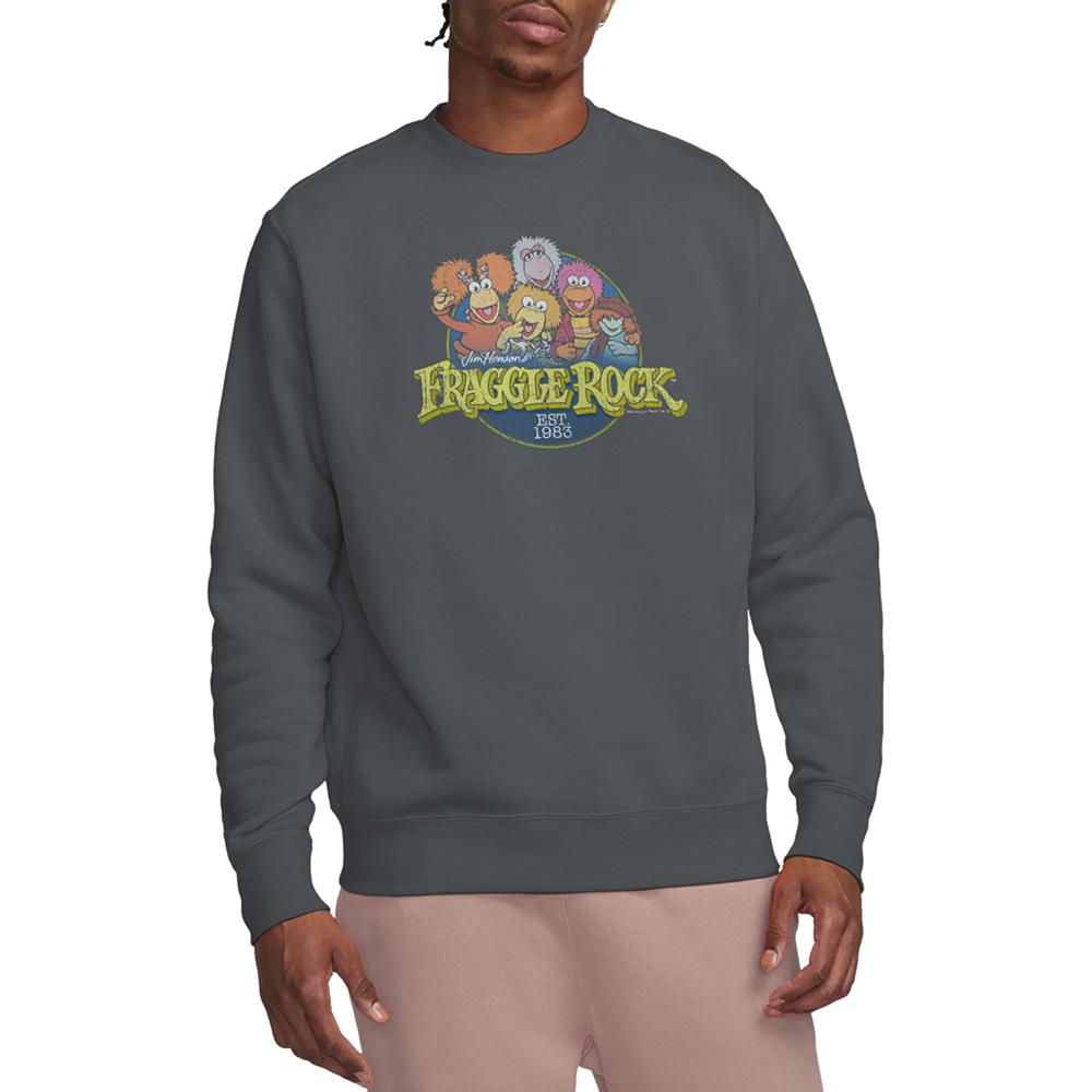 Charcoal - Back - Fraggle Rock Unisex Adult Circle Logo Sweatshirt