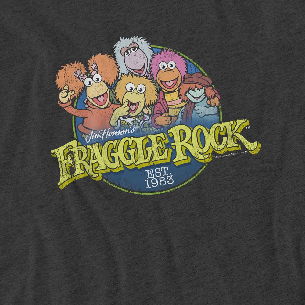 Charcoal - Side - Fraggle Rock Unisex Adult Circle Logo Heather T-Shirt