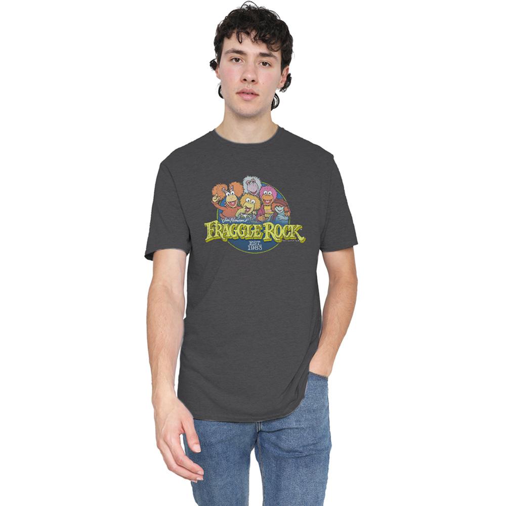 Charcoal - Lifestyle - Fraggle Rock Unisex Adult Circle Logo Heather T-Shirt