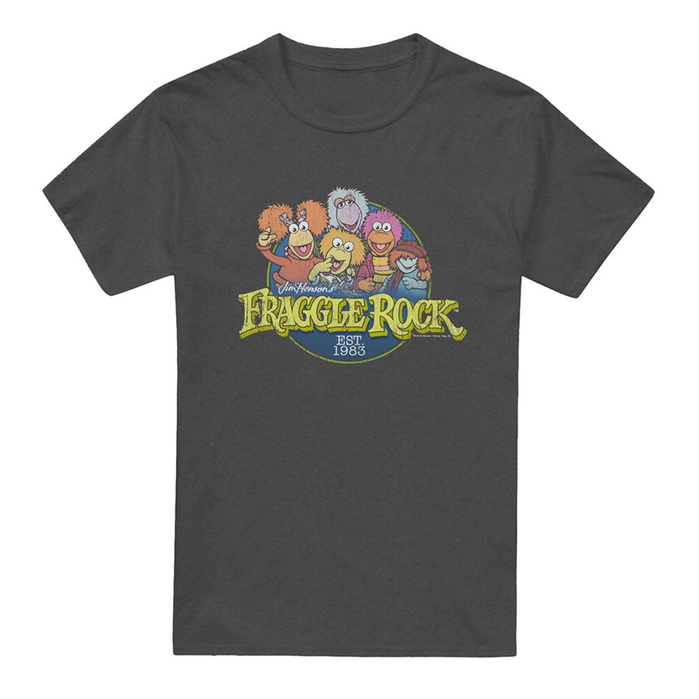 Charcoal - Front - Fraggle Rock Unisex Adult Circle Logo Heather T-Shirt