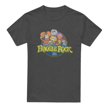 Charcoal - Front - Fraggle Rock Unisex Adult Circle Logo Heather T-Shirt