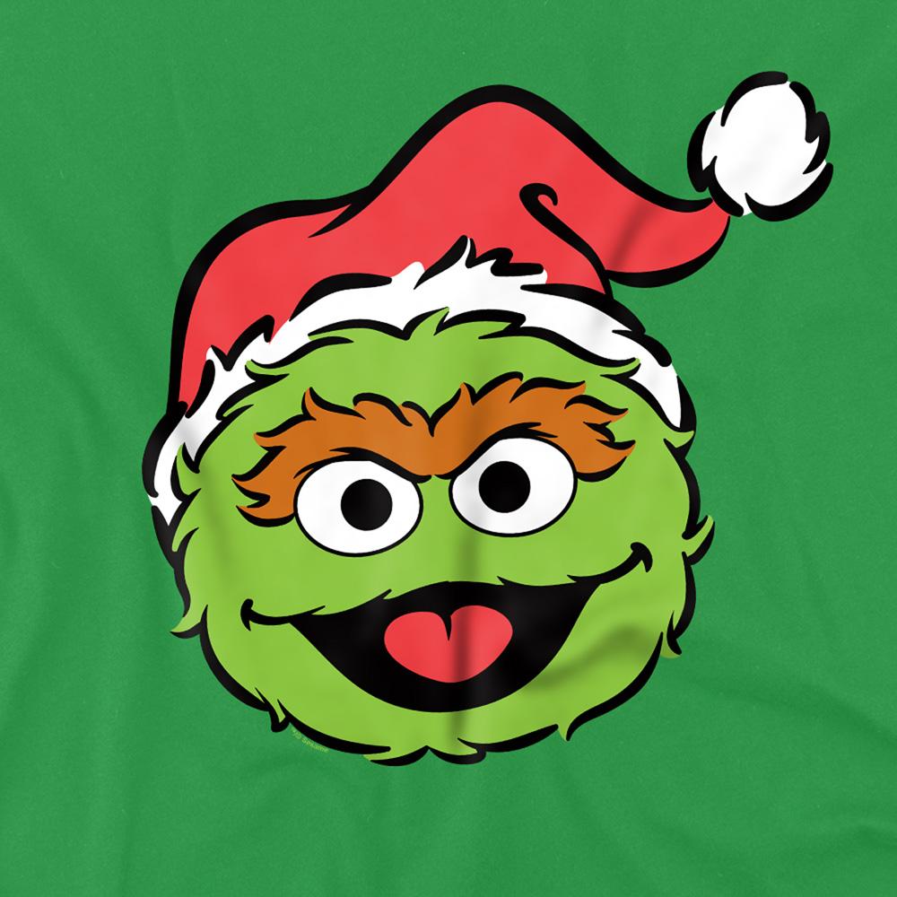 Kelly Green - Side - Sesame Street Unisex Adult Oscar The Grouch Santa Hat Christmas T-Shirt