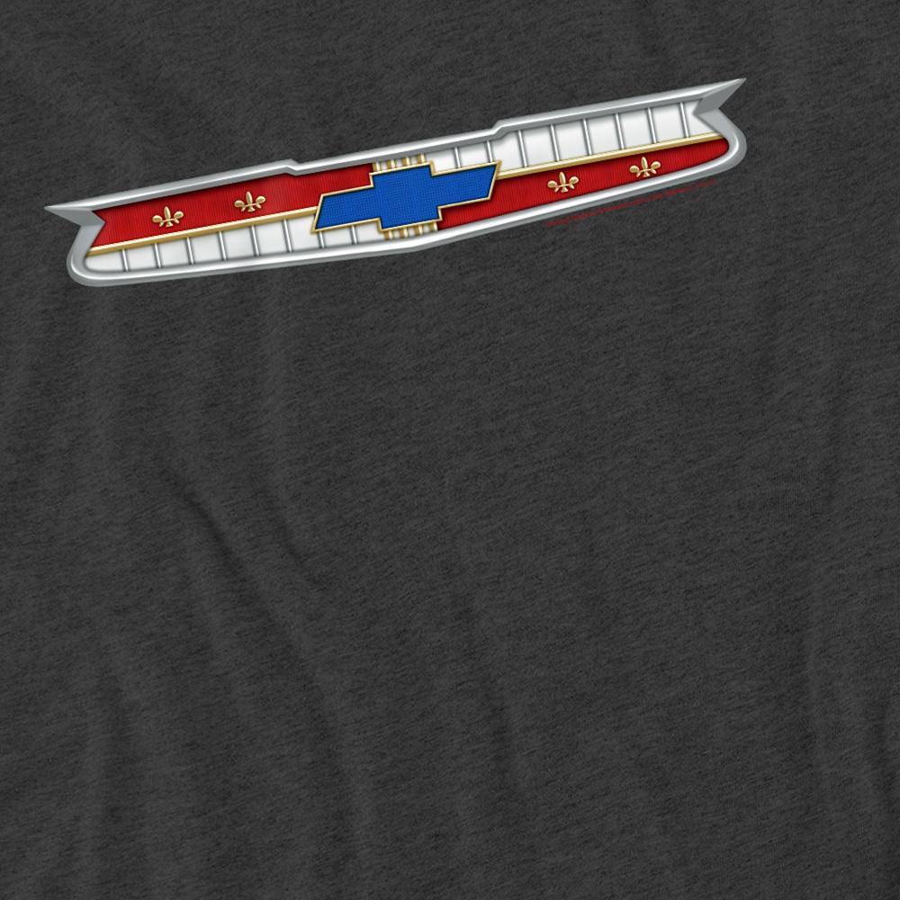 Charcoal - Side - Chevrolet Unisex Adult 56 Bel Air Emblem Heather T-Shirt