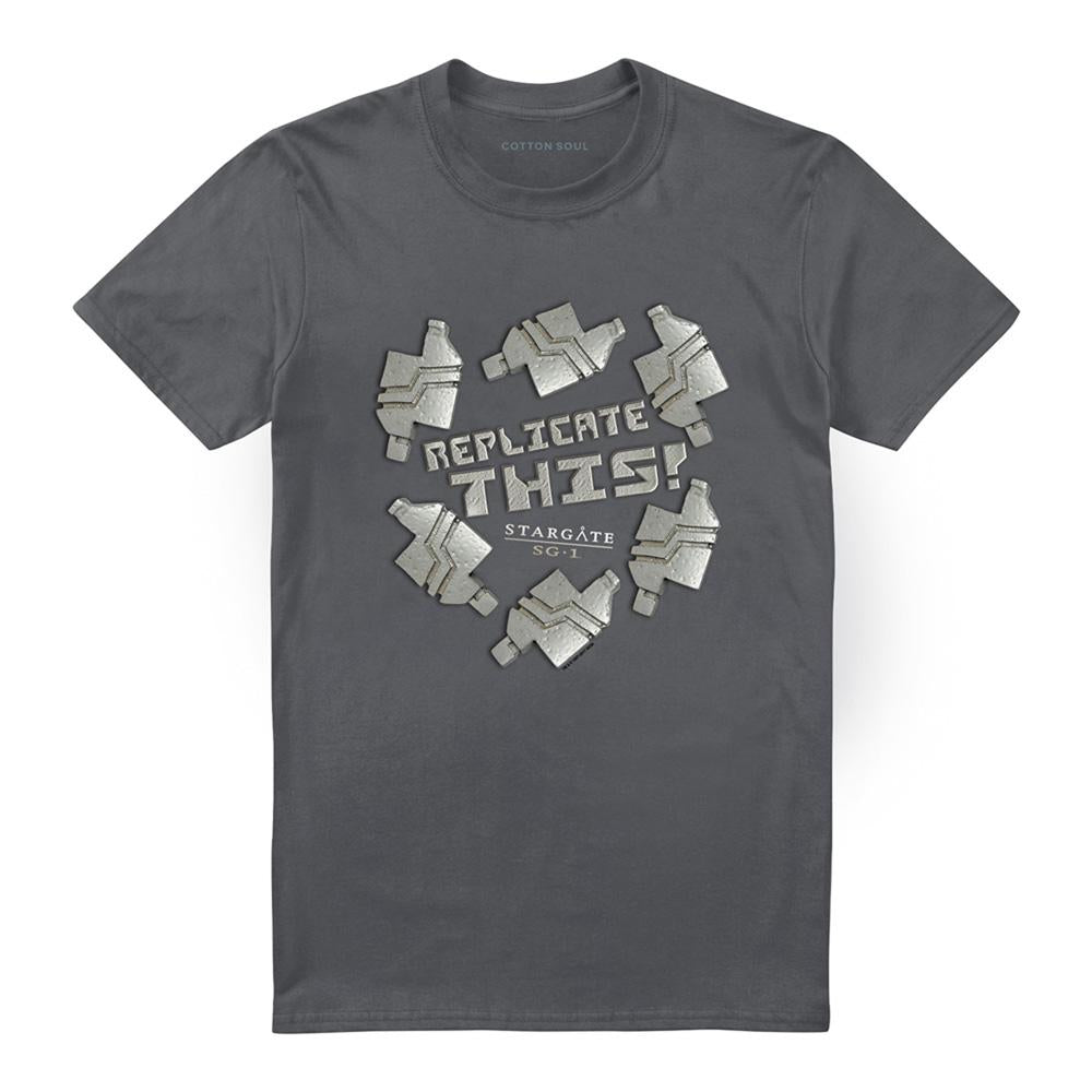 Charcoal - Front - Stargate SG-1 Unisex Adult Replicate This T-Shirt